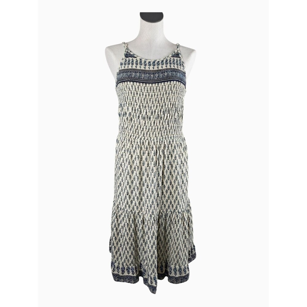 American Rag Cie Lined Smocked Tiered Midi Dress 1X Lined Boho Midi Coastal